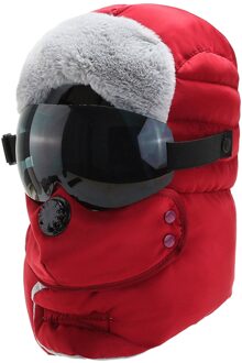 Unisex Multifunctionele Winter Warm Verdikte Mond-Moffel Hoed Bril Bomber Hoeden Warm Houden Winter Hoed Met Bril cool Шапка wijn