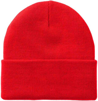 Unisex muts met manchet voor volwassenen Rood - One size