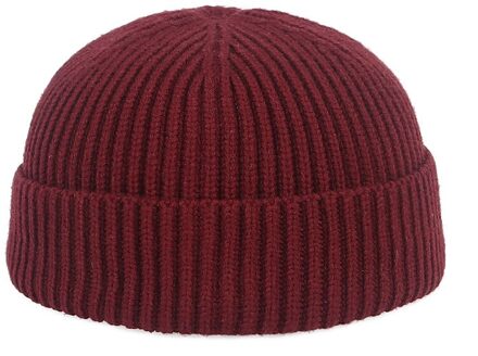 Unisex Mutsen Voor Mannen Winter Hoeden Gebreide Zwarte Visser Beanie Mannen Hoed Vrouwen Skullcap Autumm Effen Korte Cap hip Hop Bourgondië