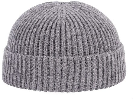 Unisex Mutsen Voor Mannen Winter Hoeden Gebreide Zwarte Visser Beanie Mannen Hoed Vrouwen Skullcap Autumm Effen Korte Cap hip Hop Grijs