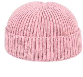 Unisex Mutsen Voor Mannen Winter Hoeden Gebreide Zwarte Visser Beanie Mannen Hoed Vrouwen Skullcap Autumm Effen Korte Cap hip Hop Roze