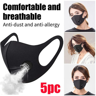 Unisex Outdoor Anti Smoke Dust Air Purifying Face Mask Carbon Filter Multi Layer 5PCS With Valve PM2.5 Mask Anti-virus Supplies