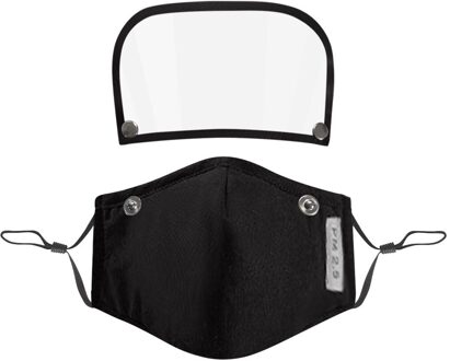 Unisex Outdoor Katoen Herbruikbare Wasbare Winddicht Stofdicht Ademend Volwassenen Gezichtsmasker Met Filter En Afneembare Eye Shield zwart