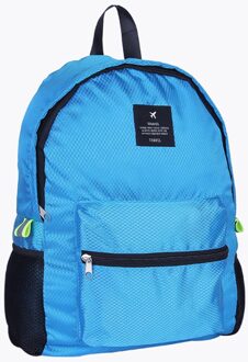 Unisex Outdoor Verstelbare Stap Rits Wandelen Reizen Opvouwbare Grote Capaciteit Nylon Camping Rugzak lucht blauw
