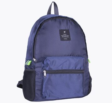 Unisex Outdoor Verstelbare Stap Rits Wandelen Reizen Opvouwbare Grote Capaciteit Nylon Camping Rugzak marine