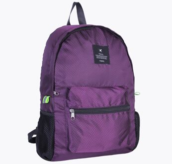 Unisex Outdoor Verstelbare Stap Rits Wandelen Reizen Opvouwbare Grote Capaciteit Nylon Camping Rugzak paars