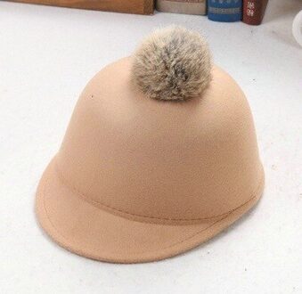 Unisex Paardensport Caps Kinderen Mooie Pompoms Vizieren Hoeden Herfst Winter Fahion Effen Kleur Vilt Cap Voor Volwassenen kameel / volwassen 55-58cm