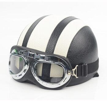 Unisex Professionele Motorfiets Half Helm Hoed Cap Chopper Bobber Unisex Volwassen Chopper wit