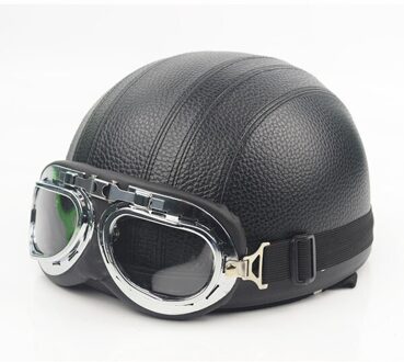 Unisex Professionele Motorfiets Half Helm Hoed Cap Chopper Bobber Unisex Volwassen Chopper zwart