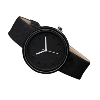 Unisex Simple Fashion Number Watches Quartz Canvas Belt Wrist Watch pure black Ladies Watch Montre simple unisexe