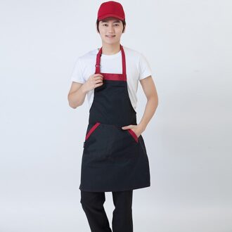 Unisex Spliced Kleur Verstelbare Halter Hals Restaurant Hotel Food Service Thuis Koken Ober Werkkleding Chef Keuken Schorten zwart