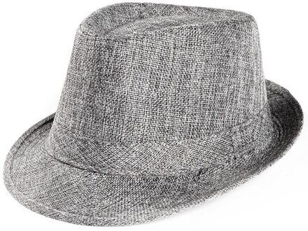 Unisex Trilby Gangster Cap Strand Zon Strooien Hoed Band Zonnehoed Klassieke Effen Kleur Vilt Fedora Hoed Vintage Gangster Outdoor hoed grijs