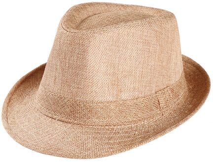 Unisex Trilby Gangster Cap Strand Zon Strooien Hoed Band Zonnehoed Klassieke Effen Kleur Vilt Fedora Hoed Vintage Gangster Outdoor hoed KH