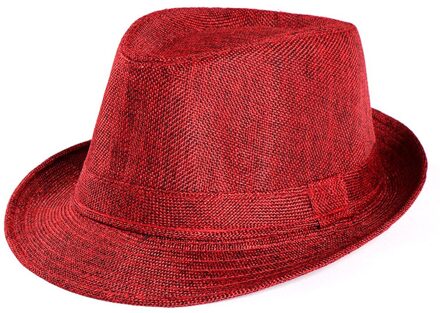 Unisex Trilby Gangster Cap Strand Zon Strooien Hoed Band Zonnehoed Klassieke Effen Kleur Vilt Fedora Hoed Vintage Gangster Outdoor hoed WE