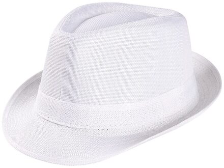 Unisex Trilby Gangster Cap Strand Zon Strooien Hoed Band Zonnehoed Klassieke Effen Kleur Vilt Fedora Hoed Vintage Gangster Outdoor hoed WH