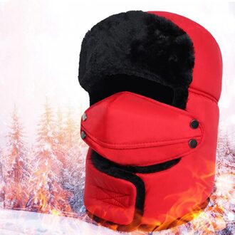 Unisex Trooper Sneeuw Ski Hat Cap Winter Warm Bomber Hoeden Met Gezichtsmasker Oorklep Caps Sjaal Mannen Vrouwen Trapper Thermische hoed Rood