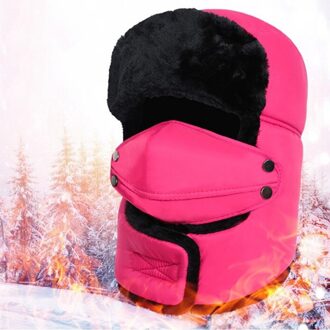 Unisex Trooper Sneeuw Ski Hat Cap Winter Warm Bomber Hoeden Met Gezichtsmasker Oorklep Caps Sjaal Mannen Vrouwen Trapper Thermische hoed roos