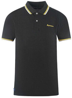 Unisex Volwassen Dubbel Gestreepte Kraag Logo Polo Shirt (Zwart) - maat M
