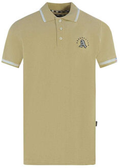 Unisex Volwassen Gegraveerde Polo Shirt met Tipped (Beige)