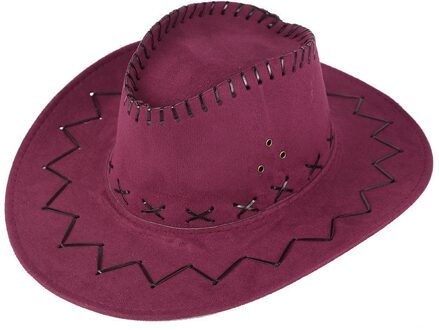 Unisex volwassen western cowboy hoed mannen en vrouwen effen kleur toevallige hoed dames zomer strand reizen hoed retro cowboy hoed czapka wijn