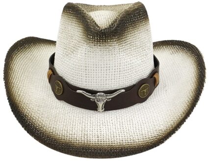 Unisex Volwassen Western Cowboy Hoed Mannen En Vrouwen Effen Kleur Toevallige Hoed Dames Zomer Strand Reizen Hoed Retro Cowboy Hoed czapka wit