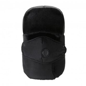 Unisex Vrouw Hoed In Sneeuw Caps Vrouwen Winter Gebreide Muts Winter Thicken Warm Gezicht Cover Ademhaling Klep Katoen Oorbeschermers Sneeuw cap zwart