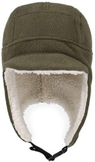 Unisex Warm Houden Verstelbare Ski Cap Reizen Sport Lam Cashmere Winddicht Zachte Outdoor Gesp Volwassen Fietsen Winter Draagbare leger groen
