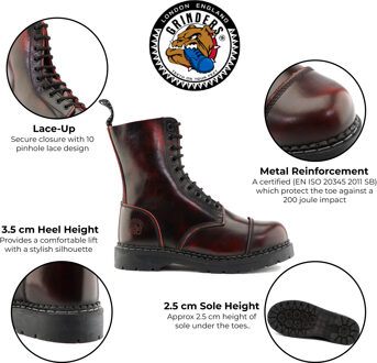 Unisex Wijnrood Leren Stalen Neus Veterlaarzen - Stag ACS Bourgogne - EU 37 / UK 4