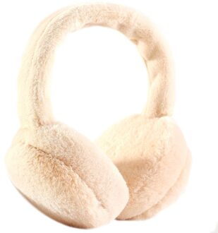 Unisex Winter Warm Faux Harige Oorbeschermers Hoofdband Effen Kleur Opvouwbare Oorwarmers Beige
