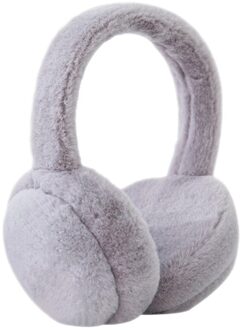 Unisex Winter Warm Faux Harige Oorbeschermers Hoofdband Effen Kleur Opvouwbare Oorwarmers grijs