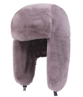 Unisex Winter Warm Oorklep Trapper Russische Hoed Dikker Voering Sneeuw Skiën Winddicht Effen Kleur Mutsen Ushanka Bomber Cap grijs