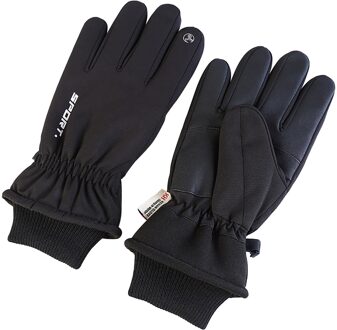 Unisex Winter Warme Waterdichte Handschoenen Outdoor Fietsen Rits Touch-Screen Handschoenen Warm Motorcycle Winter Herfst Fiets Handschoenen zwart