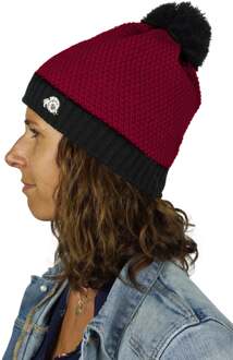 Unisex Wintermuts met Pompon en Fleecevoering - maat Zwart