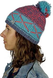 Unisex Wintermuts met Pompon en lichte Fleecevoering - maat Blauw