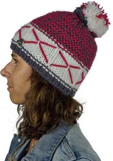 Unisex Wintermuts met Pompon en lichte Fleecevoering Rood