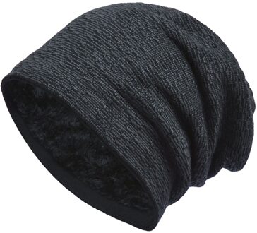 Unisex Wol Plus Fluwelen Winter Warm Houden Outdoor Casual Korte Wollen Muts Beanie Unisex Beanie Hoed Gebruik In Lente En herfst #40 zwart