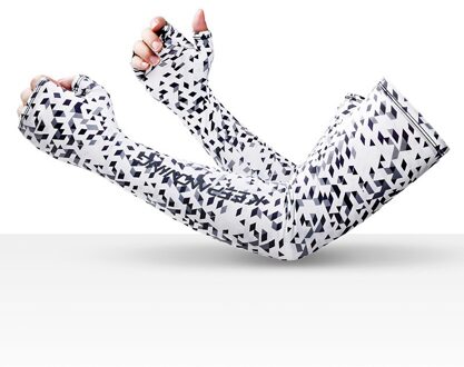 Unisex Zomer Buiten Rijden Handschoenen Vissen Zonnebrandcrème Ijs Zijde Mouwen Ademend Sneldrogend Reflecterende Lange Ice Mouwen camouflage wit