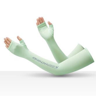 Unisex Zomer Buiten Rijden Handschoenen Vissen Zonnebrandcrème Ijs Zijde Mouwen Ademend Sneldrogend Reflecterende Lange Ice Mouwen groen