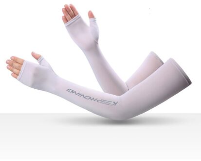 Unisex Zomer Buiten Rijden Handschoenen Vissen Zonnebrandcrème Ijs Zijde Mouwen Ademend Sneldrogend Reflecterende Lange Ice Mouwen licht grijs