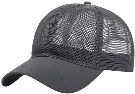 Unisex Zomer Effen Kleur Baseball Cap Outdoor Mesh Ademend Comfortabele Sport Cap Verstelbare Zonnehoed # P30 Grijs