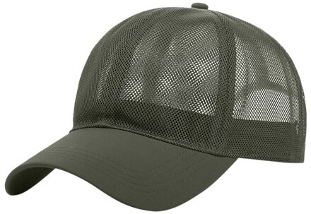 Unisex Zomer Effen Kleur Baseball Cap Outdoor Mesh Ademend Comfortabele Sport Cap Verstelbare Zonnehoed # P30 leger groen