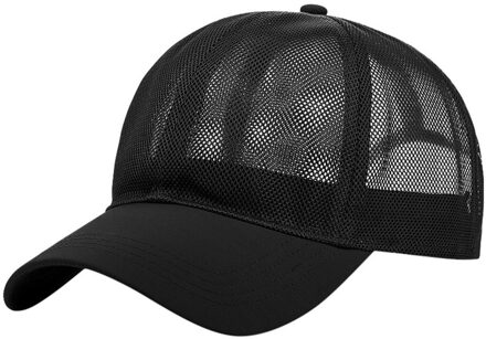 Unisex Zomer Effen Kleur Baseball Cap Outdoor Mesh Ademend Comfortabele Sport Cap Verstelbare Zonnehoed # P30 zwart