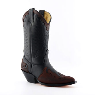 Unisex zwart/bordeaux lederen cowboylaarzen-Arizona