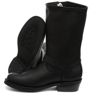 Unisex zwarte gladde zool westerse leren laarzen-Rebel - EU 42