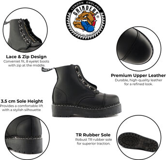 Unisex Zwarte Leren Enkel Casual Zip Laarzen - Cameron ACS