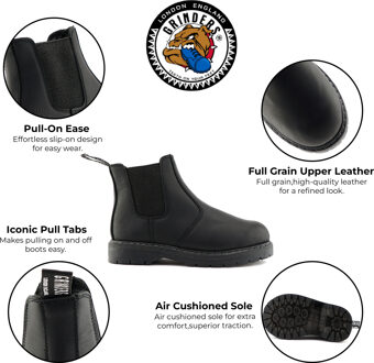 Unisex Zwarte Leren Enkellaarsjes - Chelsea ACS - maat