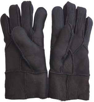 Unisex zwarte schapenvacht suède handschoenen met oprolbare/neerwaartse manchetten - 2XL