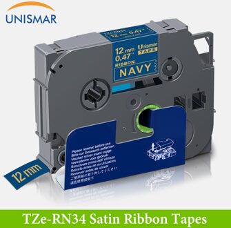 Unismar 12Mm * 4M TZ-231 Satijnen Lint Tapes Goud Op Roze TZ-RE34 Tz Tape Compatibel Brother P-touch Printers PT-D200 Pt-D210 goud on marine