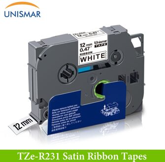 Unismar 12Mm * 4M TZ-231 Satijnen Lint Tapes Goud Op Roze TZ-RE34 Tz Tape Compatibel Brother P-touch Printers PT-D200 Pt-D210 zwart on wit