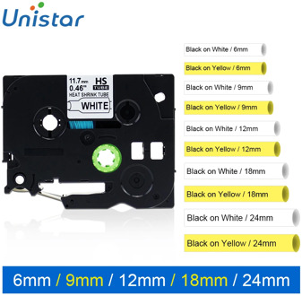 Unistar Compatible for Brother HSe-211 HSe-221 HS-231 HS241 HS251 HS611 HS621 HS631 HS641 HS651 Heat Shrink Tube Label Tape